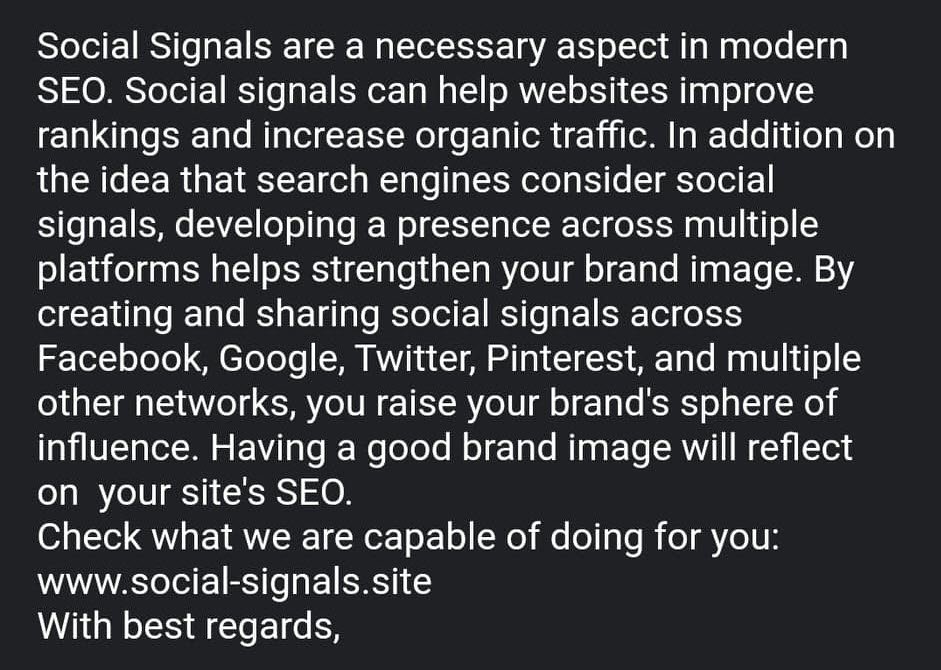 SEO and social signals email